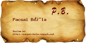 Pacsai Béla névjegykártya